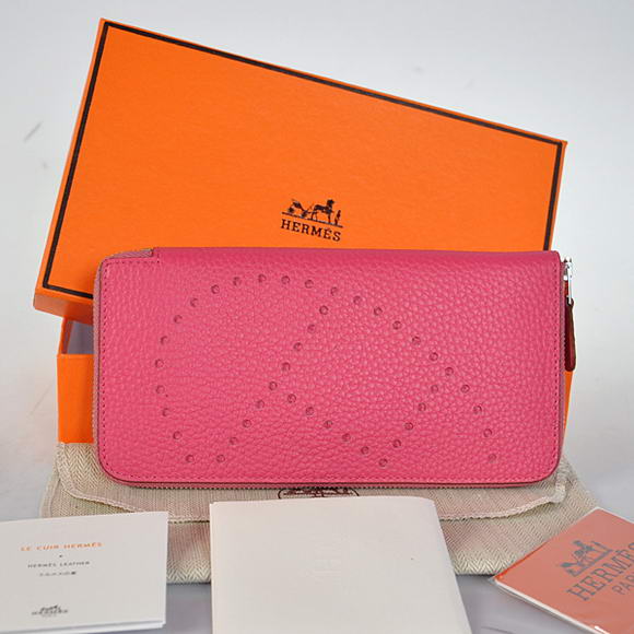 1:1 Quality Hermes Evelyn Long Wallet Zip Purse A808 Peach Replica - Click Image to Close